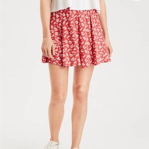 American Eagle | Floral Flutter Mini Skirt Pull-on Flowy Coral Pink Medium